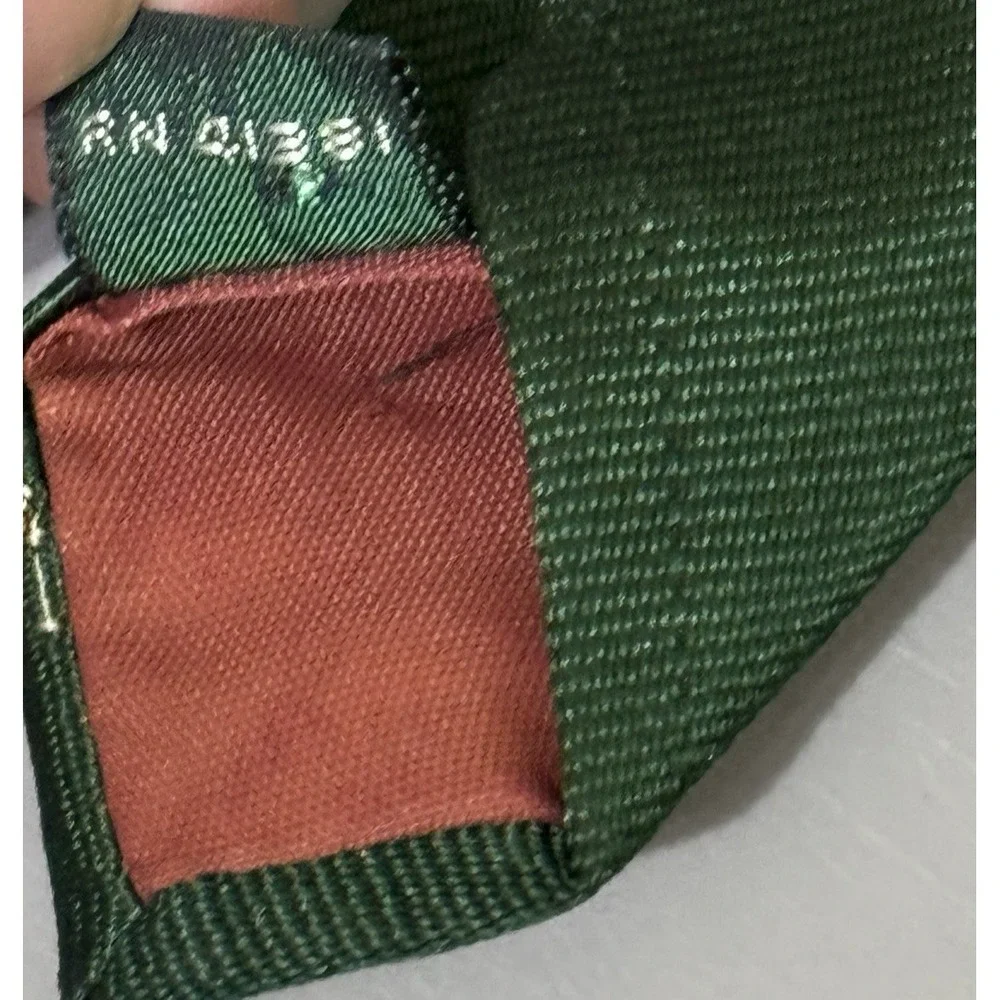 Polo Ralph Lauren Tie 2.5 In Thin Vintage Green AOP Flesh Pony Embroidered Saks - Picture 5 of 9